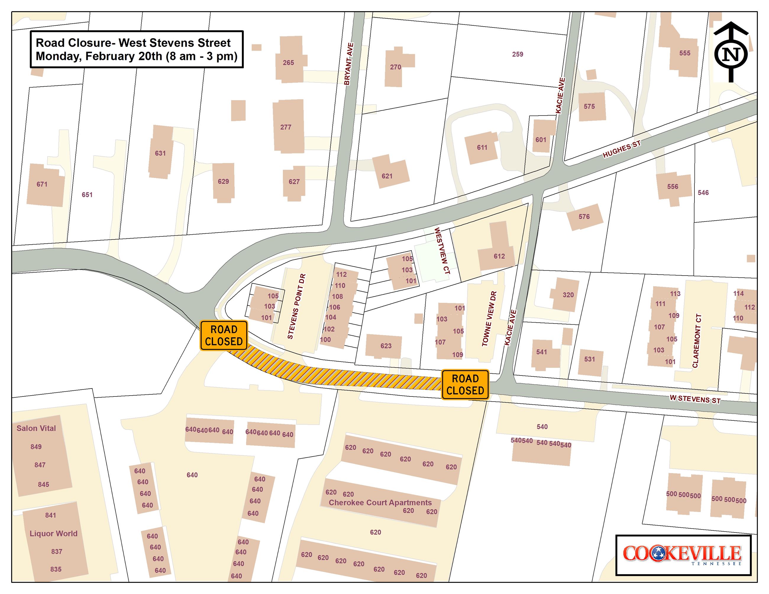 Road Closed Map- February 20th
