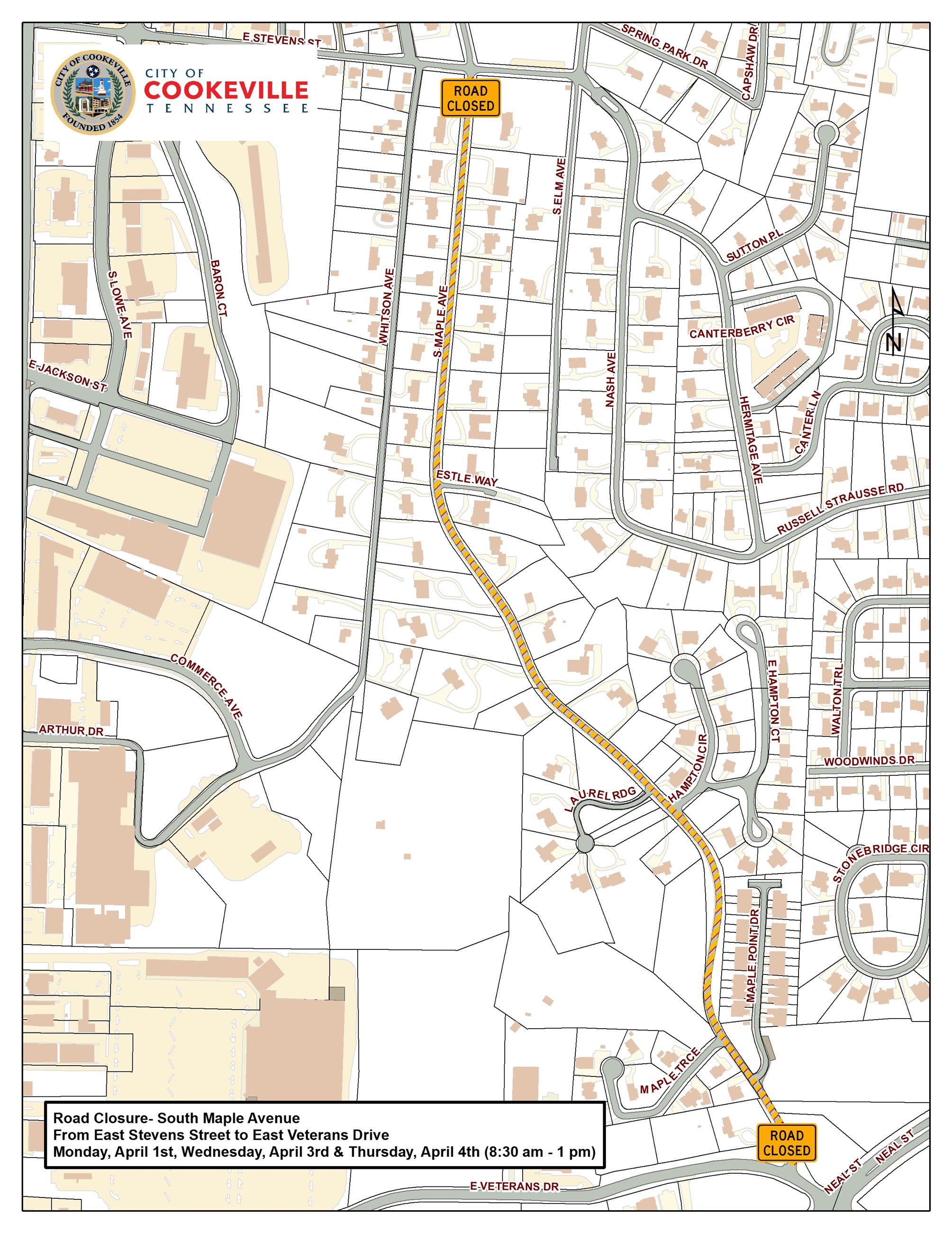 Road Closed Map- S Maple Ave
