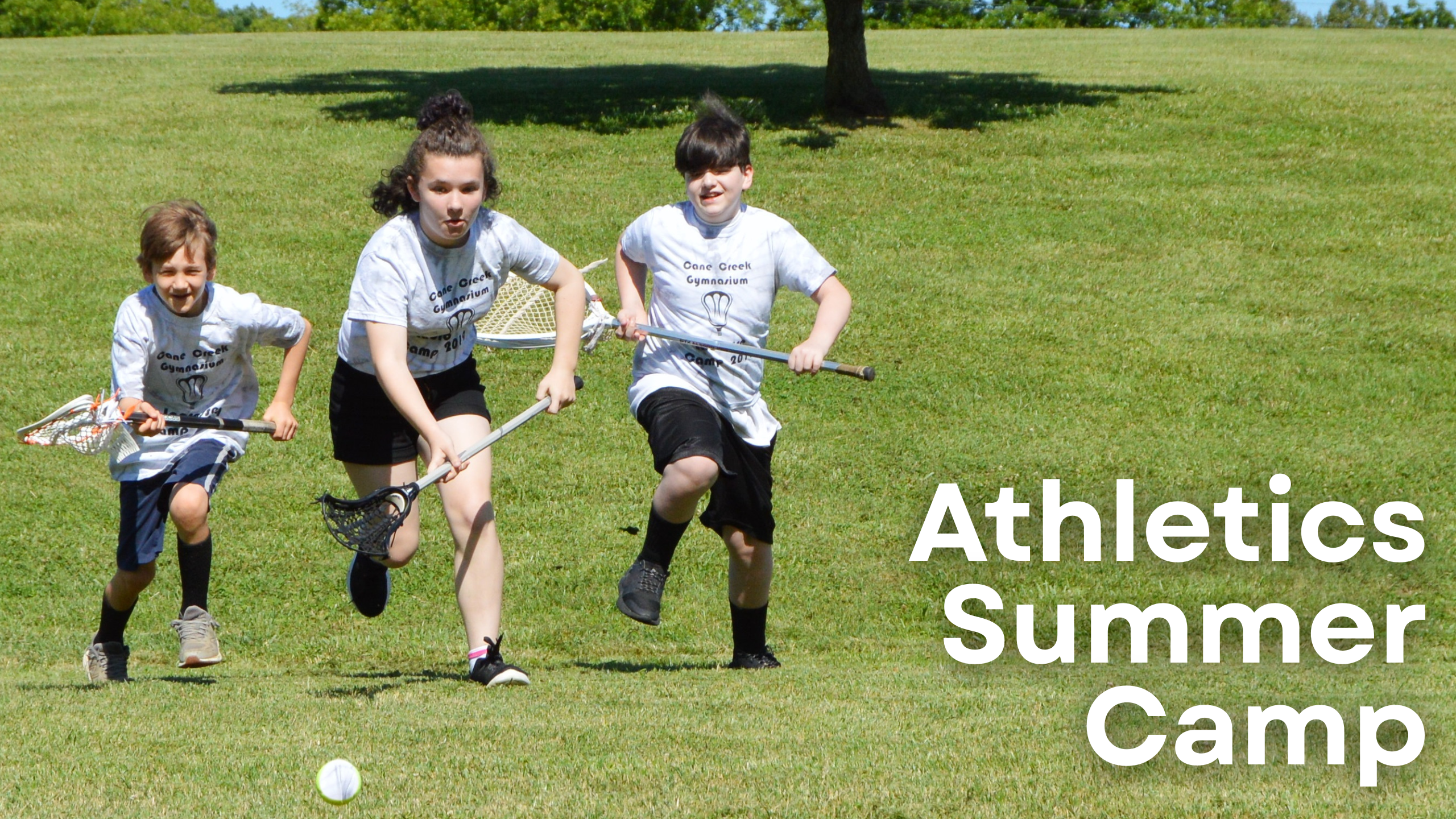 says "Athletics Summer Camp" with an image of three children playing lacrosse 
