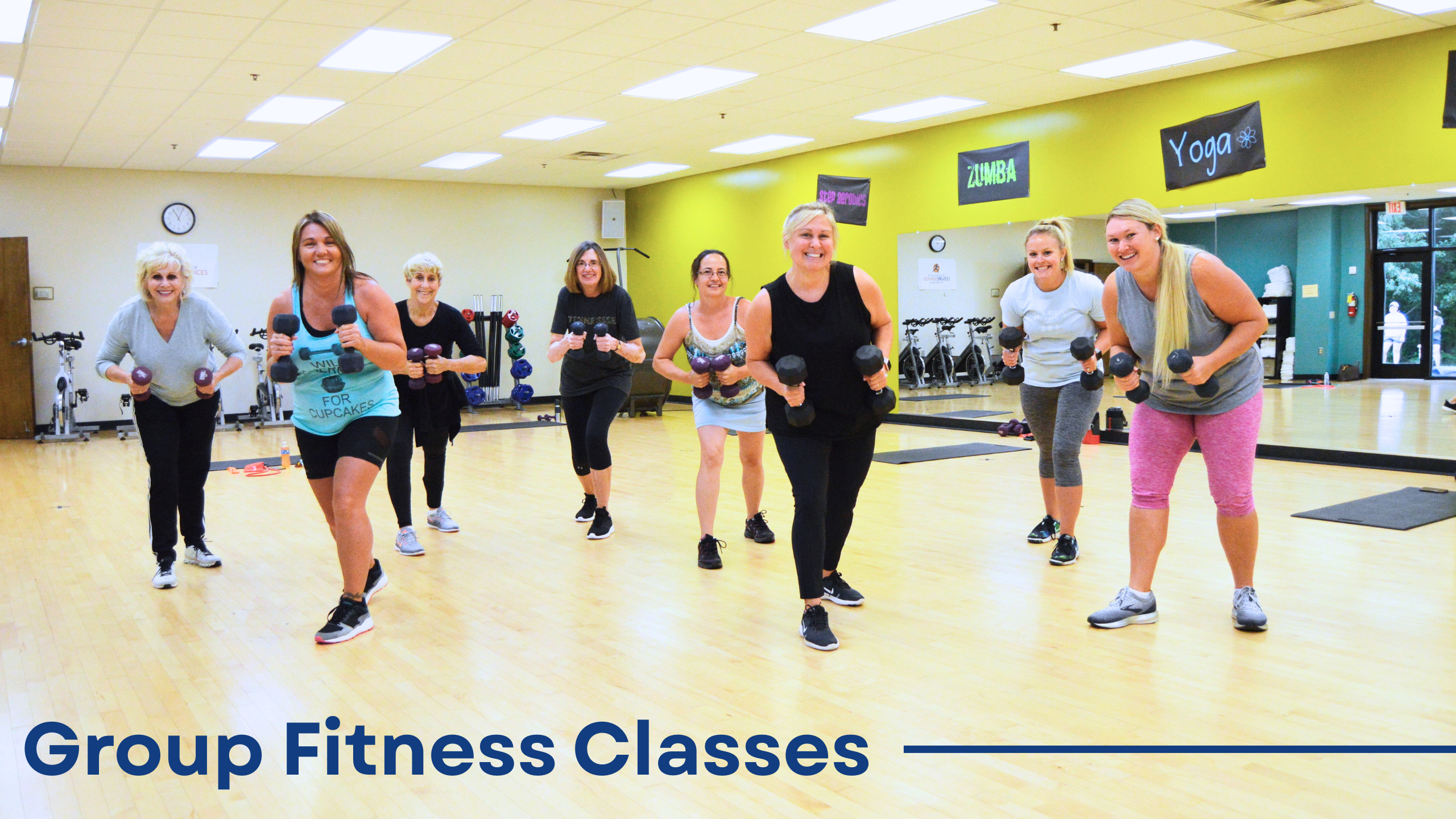 Photo of group with weights and fitness equipment