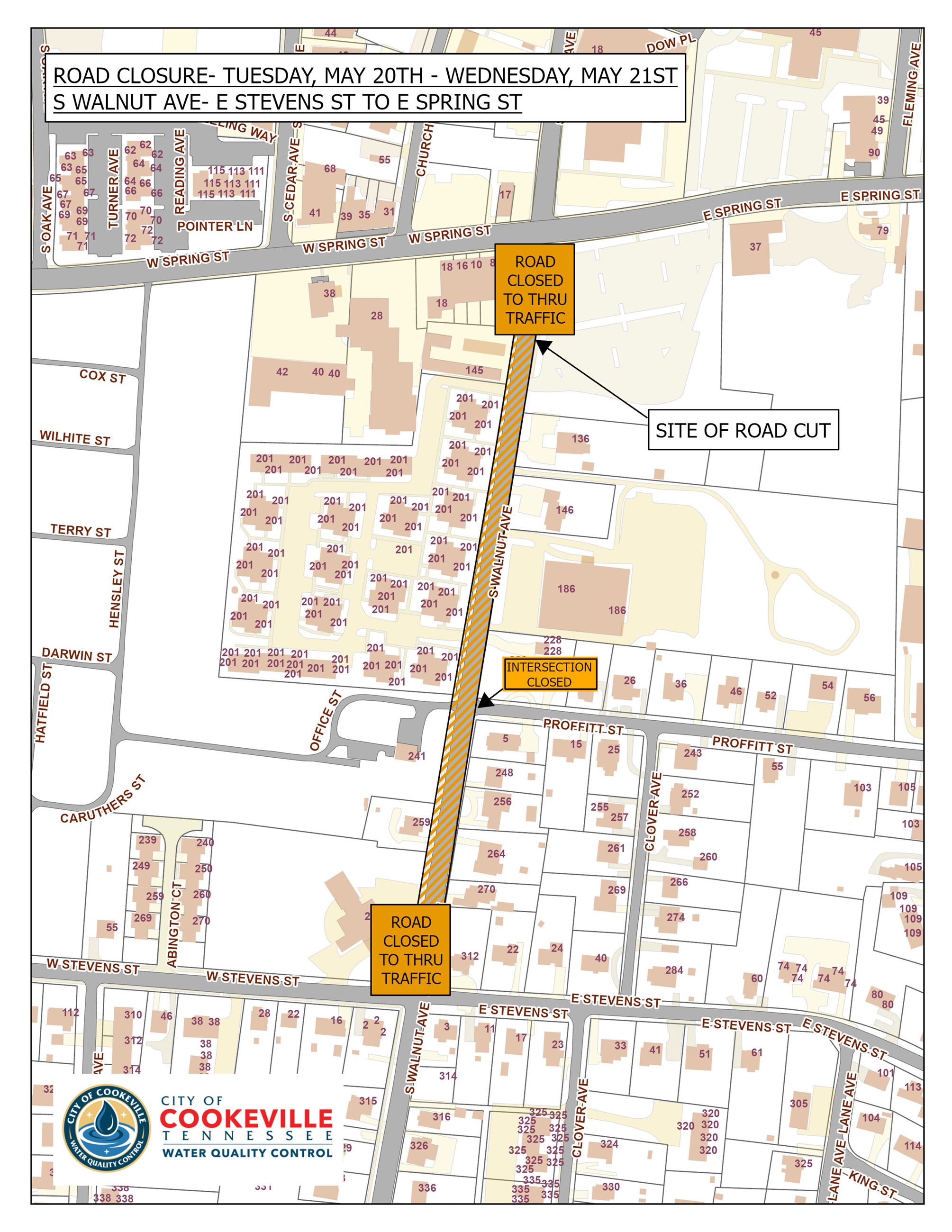 S WALNUT AVE ROAD CLOSURE
