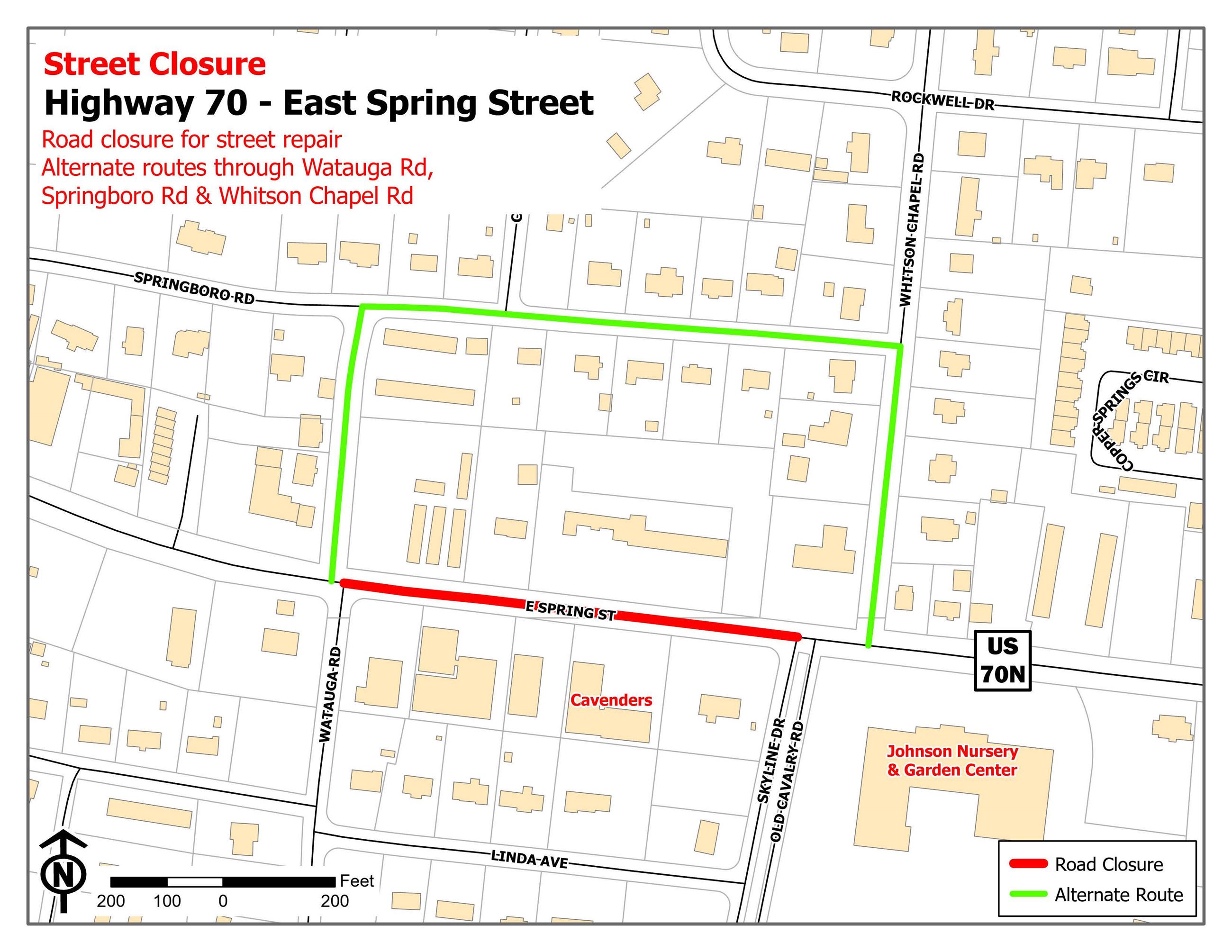 Road Closure E Spring St