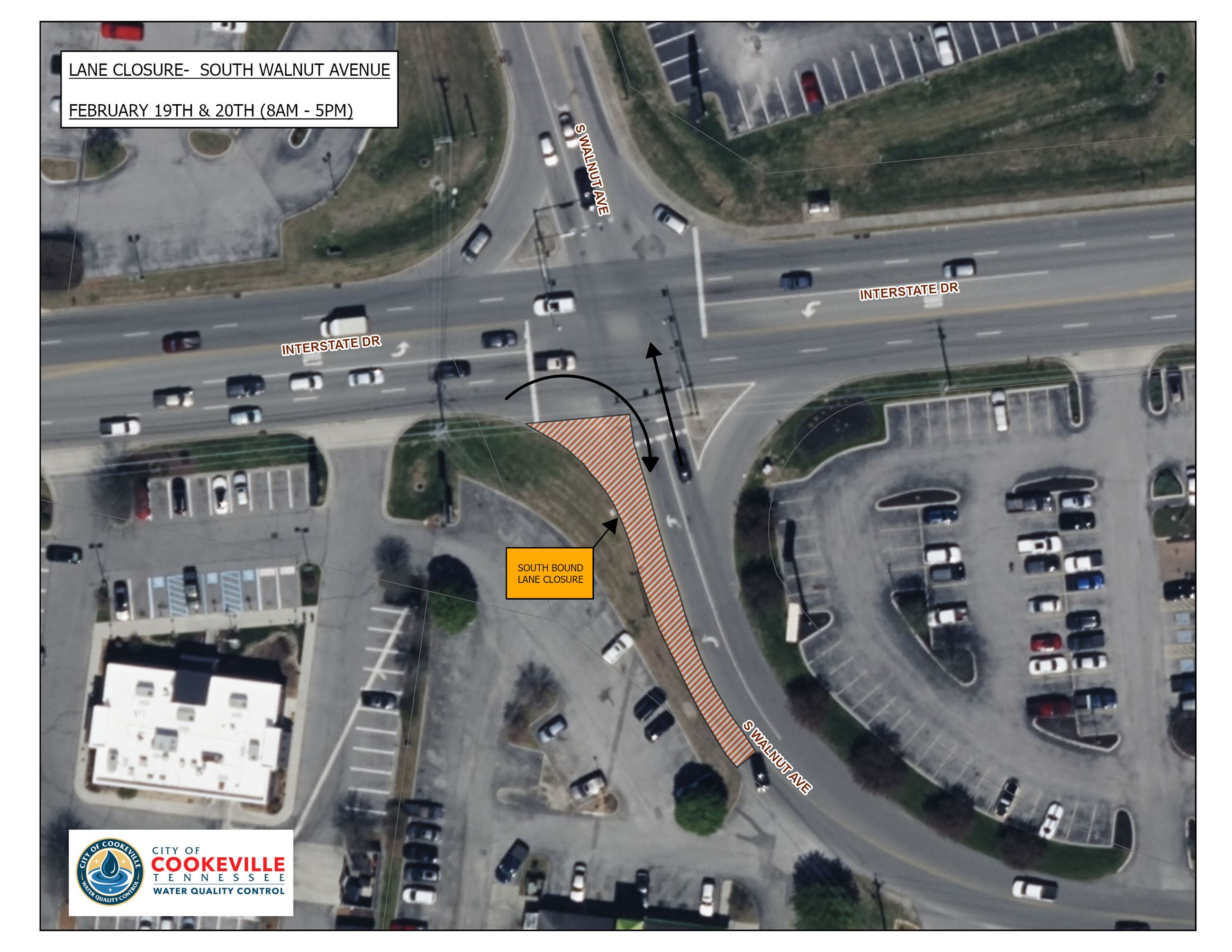 LANE CLOSURE- S WALNUT AVE (FEB 19TH and 20TH)