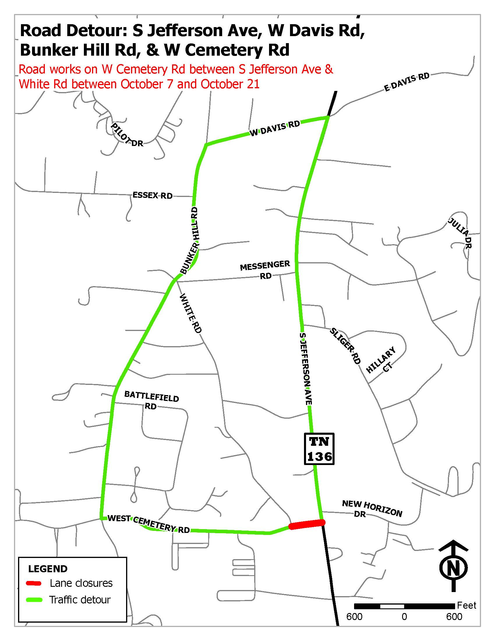 Road Detour W Cemetery