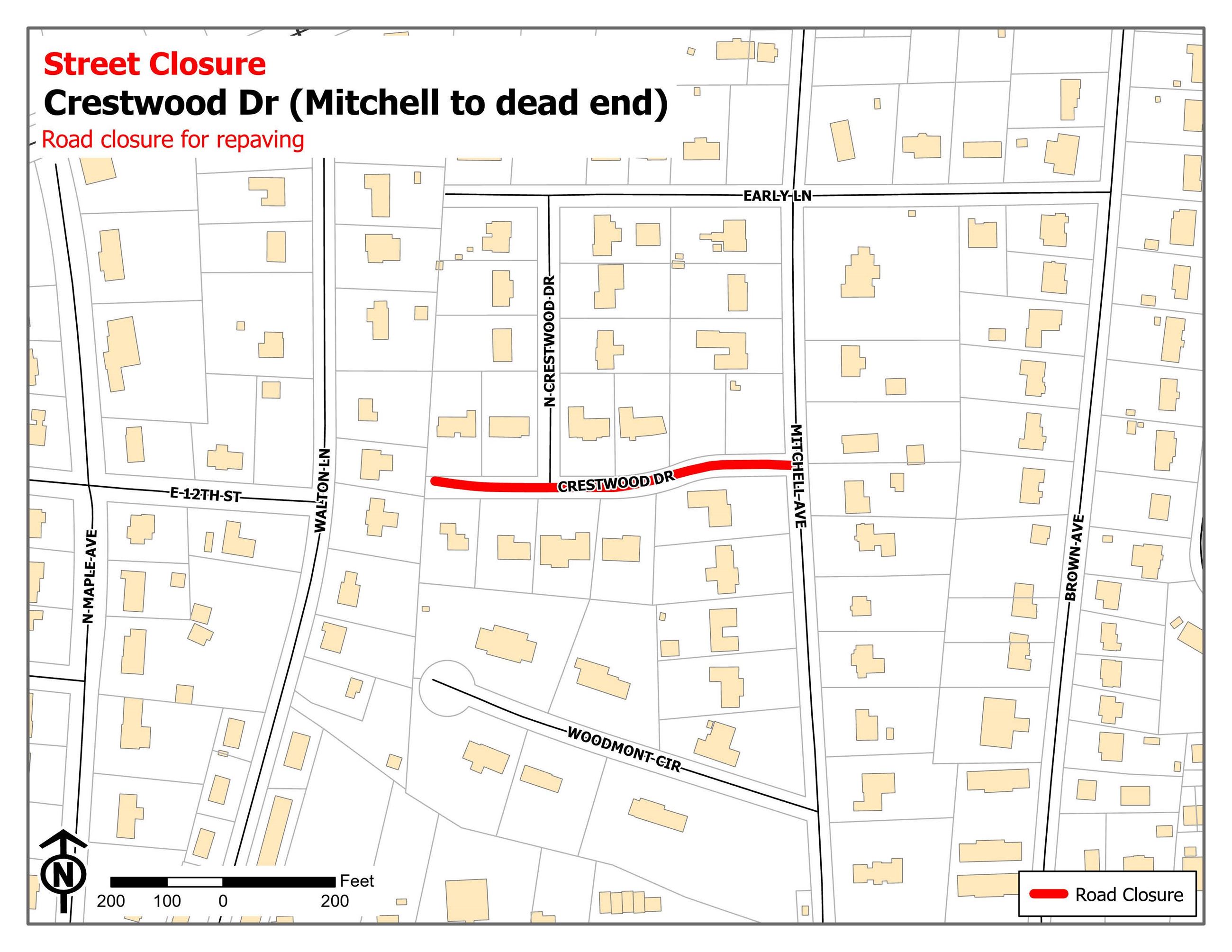 Road Closure Map for Crestwood