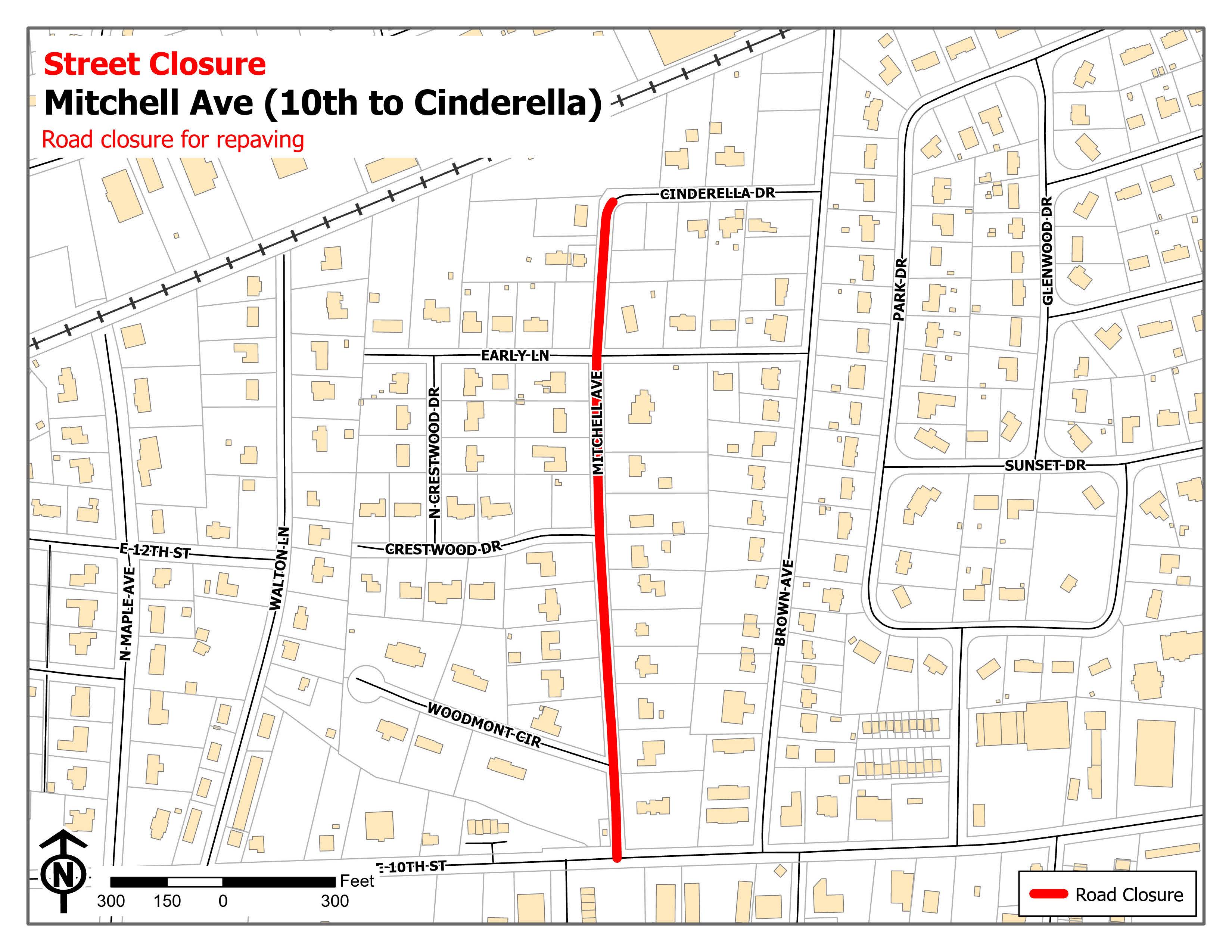 Road Closure Map for Mitchell